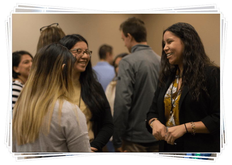 Latinx Leads delegates connecting during a conference break